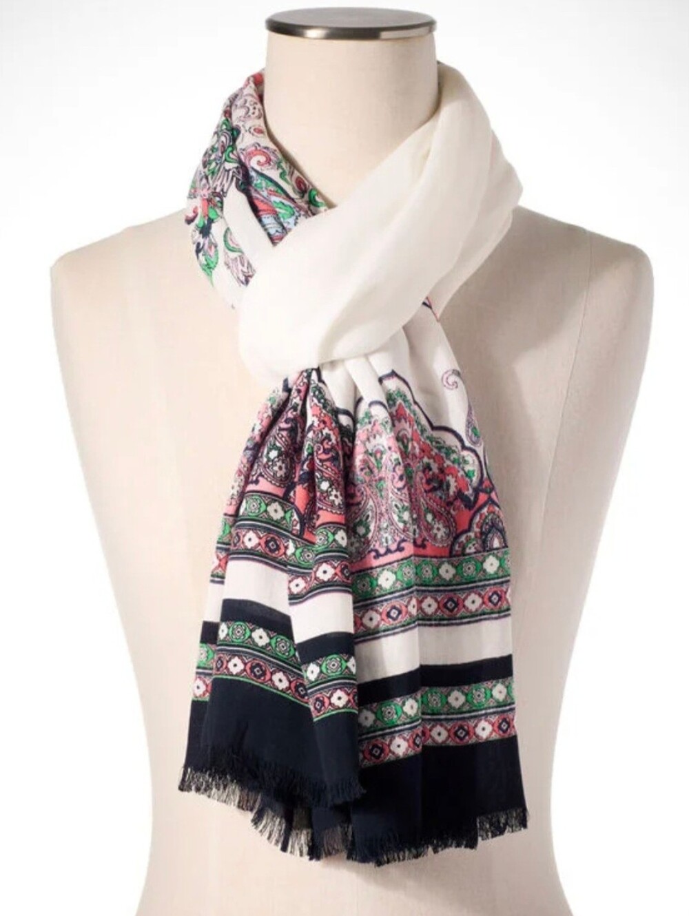 New Talbots Jubilant Paisley Oblong Scarf Dressy Coverage Approx 70x28 Colorful